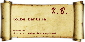 Kolbe Bertina névjegykártya